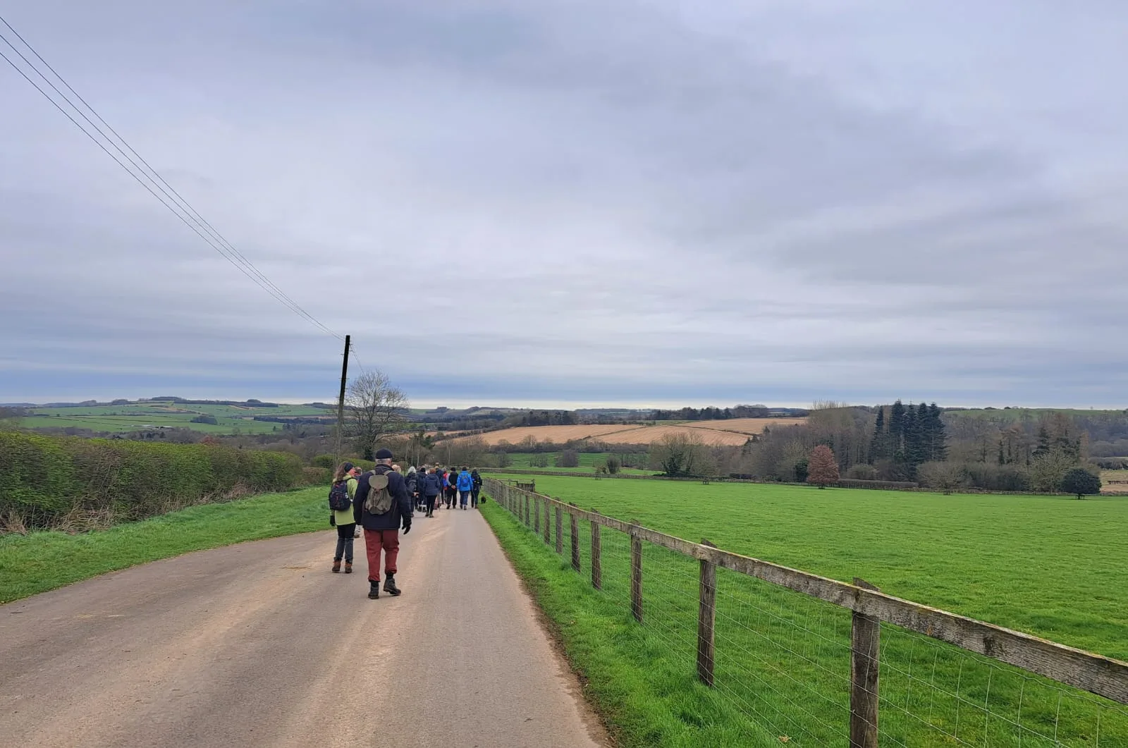 CRWC walkers travelling together through the Cotswold countryside