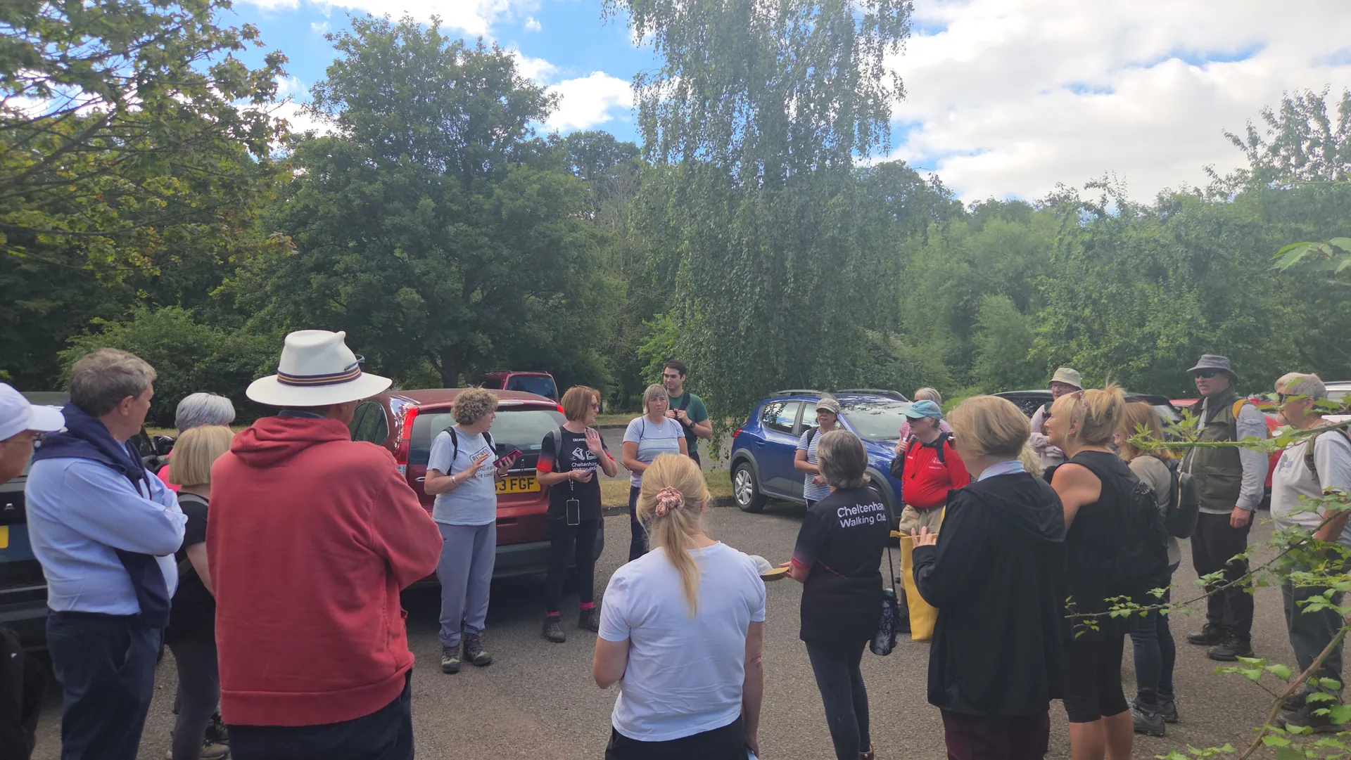 CRWC walkers gathering for a friendly pre-walk briefing