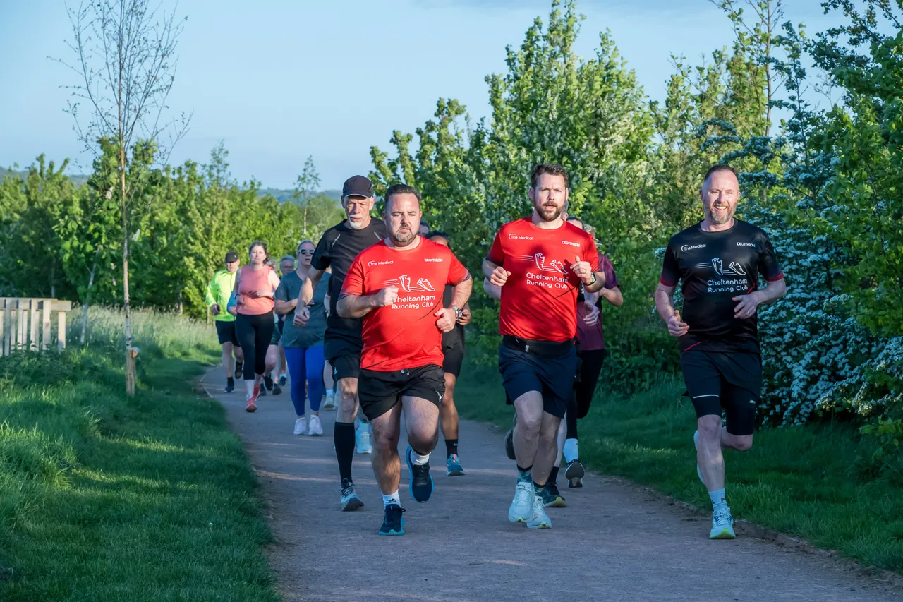 CRWC runners enjoying a group run on the Cleevelands paths