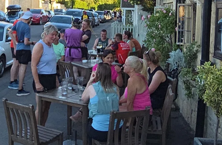CRWC members talking together outside the Royal Oak